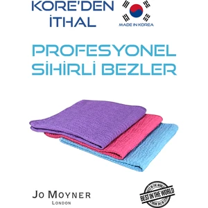 Jo Moyner 3'lü Mikrofiber Temizlik Bezi Sihirli Bez Su Emici Leke Tutmaz Cam Mutfak Banyo Oto 45X45 cm Made in Korea
