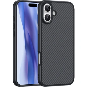 Alan Tech iPhone 16 Plus Kılıf Magsafe Şarj Özellikli Karbon Fiber Tasarımlı Elnino Kapak-Siyah