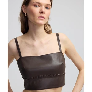 Deri Görünümlü Crop Bluz IW6240006091006