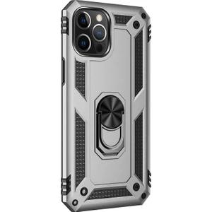 Apple iPhone 12 Pro Max 6.7'' Yüzüklü Tank Kılıf Gümüş
