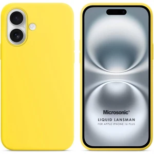 Apple iPhone 16 Plus Kılıf Liquid Lansman Silikon Sarı