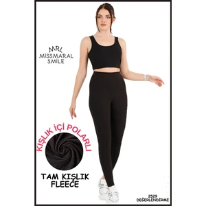 Miss Maral Kadın Kışlık Içi Polarlı Siyah Yüksek Bel Toparlayıcı Tayt Curve High Waist Fleece Winter 11024