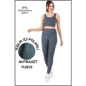 Miss Maral Kadın Kışlık Içi Polarlı Antrasit Yüksek Bel Toparlayıcı Tayt Curve High Waist Fleece Winter 11024