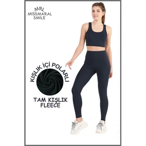 Miss Maral Kadın Kışlık Içi Polarlı Lacivert Yüksek Bel Toparlayıcı Tayt Curve High Waist Fleece Winter 11024