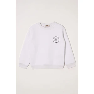 Yazı Baskılı Beyaz Renk Kız Çocuk Sweat