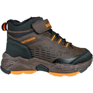 Cırtlı İçi Yünlü Soğuk Geçirmez Outdoor Günlük Çocuk Bot KAHVERENGİ-TURUNCU