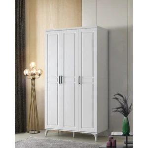 Ücretsiz Montaj - %100 MDF Sport 3 Kapaklı Beyaz Gardırop - MDF Dolap - Elbise Dolabı
