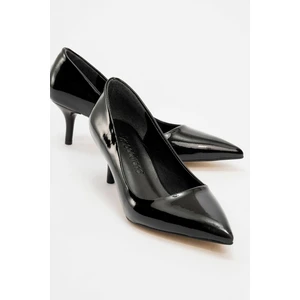 Kadın Sivri Burunlu Stiletto Siyah Rugan