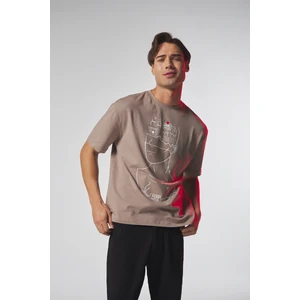 Pepp Jeans Bej Düşünen Adam Baskılı Oversize Tshirt