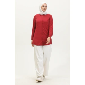Sefa Merve Düğmeli Tunik 6111-06 Bordo