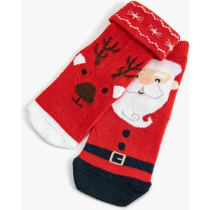 2'Li Yılbaşı Baskılı Havlu Soket Çorap Seti