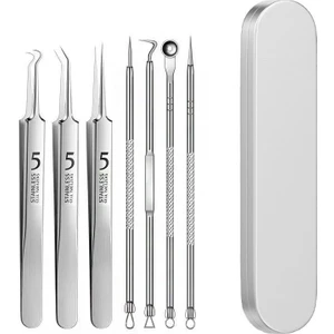 Çelik 7 Parça Kutulu Akne Silivce Iğne Aracı Siyah Nokta Temizleme Seti CIN646