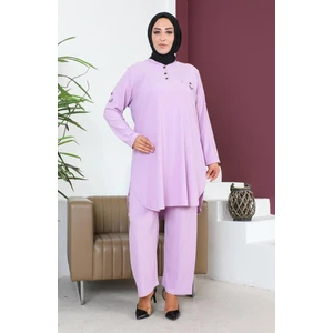 Sefa Merve Büyük Beden Tunik Pantolon Ikili Takım 2691-05 Lila