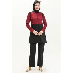 Sefa Merve Fermuarlı Tesettür Mayo 2317-03 Bordo Siyah