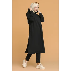 Kapüşonlu Spor Tunik 3007-01 Siyah