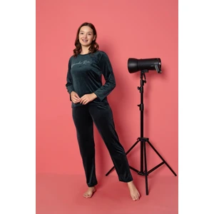 Baskılı Kadife Pijama Takımı