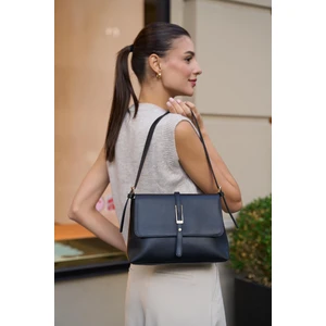 Siyah Kadın Merry Gold Toka Detaylı El ve Omuz Çantası