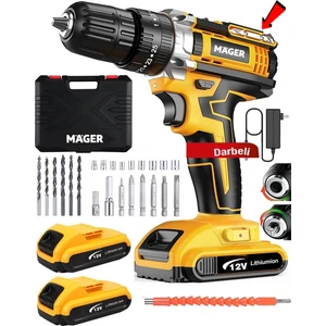 Darbeli - Yedek Akülü - Su Terazi Göstergeli - Metal Şanzıman Usta Setli Çantalı Şarjlı - Vidalama Matkap