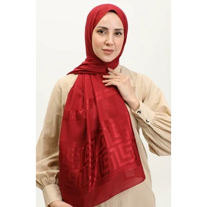 Jakarlı Şifon Şal 2070-03 Bordo