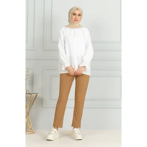 Sefa Merve Beli Lastikli Pantolon 0498-01 Sütlü Kahve