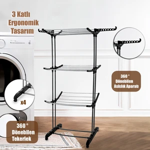 EC Shop Doğrular-Perilla Flyby 3 Katlı Aliminyum Çamaşır Kurutmalığı FMA401088