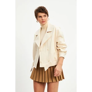 Stella Pulvis Ekru Kuşak Detaylı Astarlı Ceket