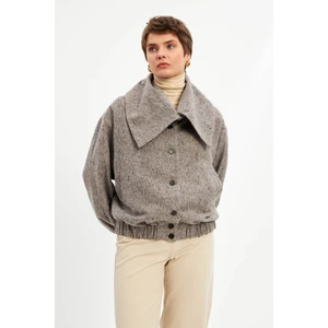 Stella Pulvis Kahverengi Yaka Detaylı Bomber Astarlı Yün Ceket