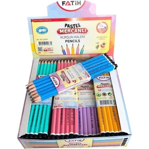Pastel Renk Mercanlı Kurşun Kalem 1 Düzine
