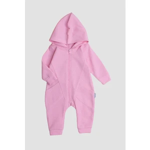 Chicsy Baby Waffle Görselli Tatlı Fermuar Kapamalı Cepli Kapüşonlu Pamuklu Bebek Tulum