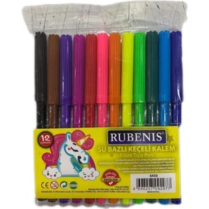 Unicorn Desenli 12'li Keçeli Kalem Seti - Karışık Renkler, Standart Boy