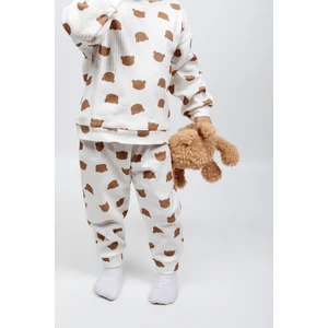Kız & Erkek Bebek Çocuk Pijama Takımı Baskılı Uzun Kollu Pijama Takımı