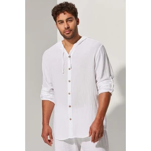 White by Nature Kapüşonlu Double Face Müslin Gömlek