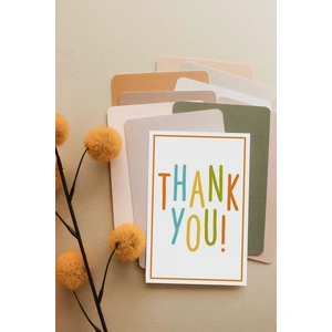 Thank You Renkli Çift Yön Baskılı 50 Adet Teşekkür Kartı 8,5x5,5 cm