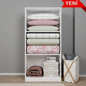Lucas 2 Kapılı Yüklük, Yorgan, Yastık Dolabı - Mat Beyaz