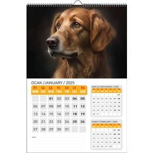 Naturel Basım 2025 Köpek Duvar Takvimi