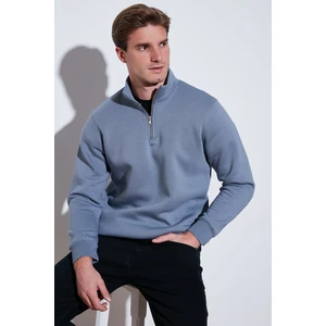 Pamuklu Regular Fit Yarım Fermuarlı Dik Yaka Sweat Erkek Sweat 59052592