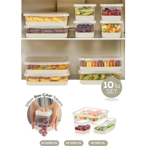 10 Parça Silikon Tabanlı Derin Dondurucu - Difriz Saklama Kabı Gri