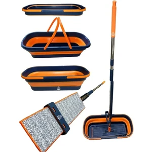 Kitchen Queen Home Kendinden Sıkmalı Mikrofiber Bezli Mob Katlanabilir Yer Kaplamaz Pratik Paspas