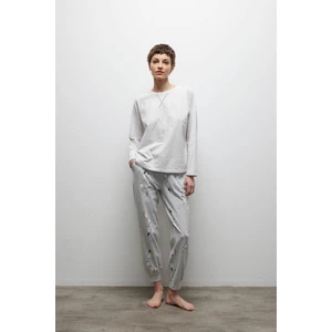Kadın Pamuklu Reglan Kollu Uzun Pijama Takımı