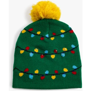 Bere Ponpon Detaylı Desenli