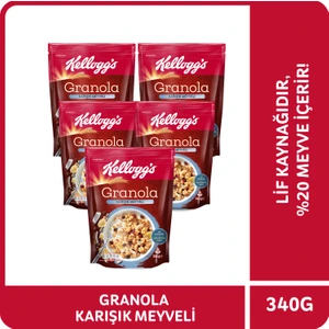 Granola Karışık Meyveli 340 G x5 Adet, %45 Yulaf Ezmesi, %20 Kurutulmuş Meyve, Lif Kaynağı Kahvaltılık Gevrek