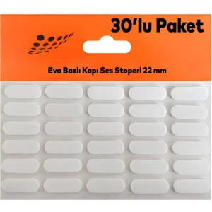 Beyaz Eva Bazlı Darbe Ses Kapı Stoperi Keçe Yapışkanlı 22 mm (30'lu Paket) Dolap Kapak Çekmece Oval