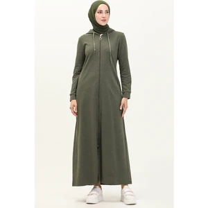 Sefa Merve Kapüşonlu Cepli Spor Ferace 3011-02 Haki