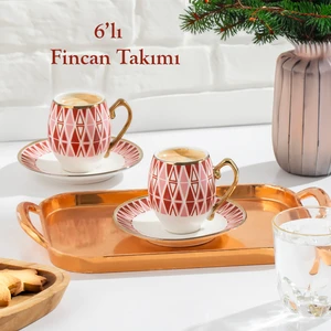 Mariposa Altın Yaldızlı 6 Kişilik Fincan Seti 12 Parça Türk Kahvesi Takımı Kahve Fincanı