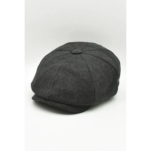 Erkek Yün Şapka Kasket Gotham Newsboy Cap-Siyah