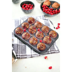 Cupcake Muffin Kalıbı 12'li Kek Yanmaz Kurabiye Kalıbı Fırın Çörek Kapsül Tepsisi Paslanmaz Siyah