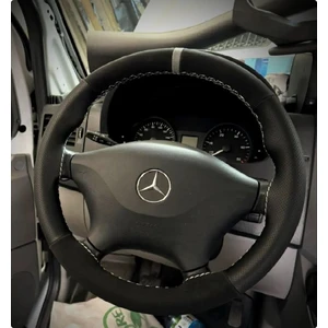 Dikişli Direksiyon Kılıfı Noktalı/nubuk Gri Yüzük Dikişli Mercedes Sprinter (2014 Sonrası) Uyumlu
