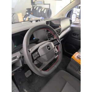 Dikişli Direksiyon Kılıfı Damarlı Deri Kırmızı Dikişli Opel Vivaro Için