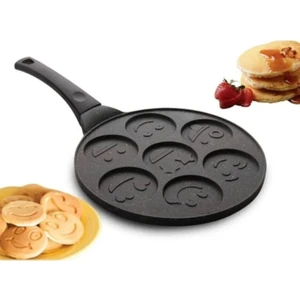 Krizantem Krizantem-Döküm Granit Kaplama Emoji Pankek Tavası Pancake 28CM