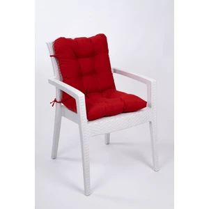 Neva Kırmızı Pofidik Arkalıklı Sandalye Minderi Özel Dikişli Bağcıklı 44x88 Cm